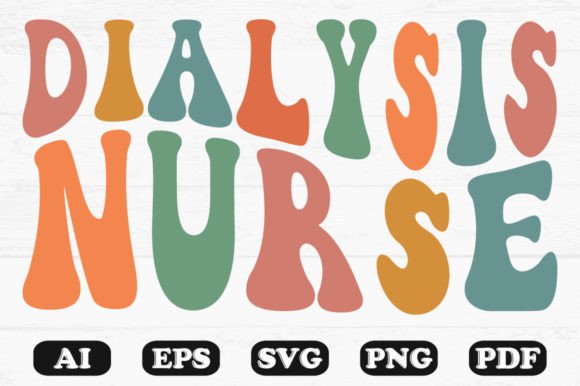 Dialysis Nurse Retro Wavy Svg Designs: Graphics & Crafts