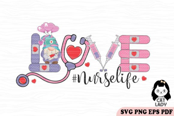 Gnome Nurse Love Valentine SVG PNG