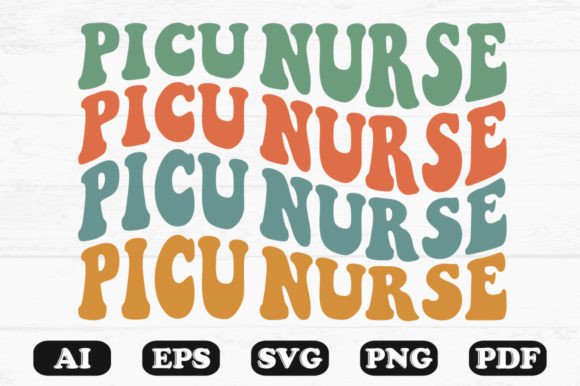 PICU Nurse Retro Wavy Svg